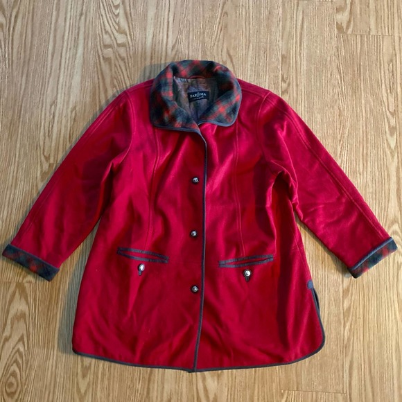 Baronia Jackets & Blazers - Baronia Von Gollas Alpaca & Wool Long Red A-Line Coat Womens X-Large 16